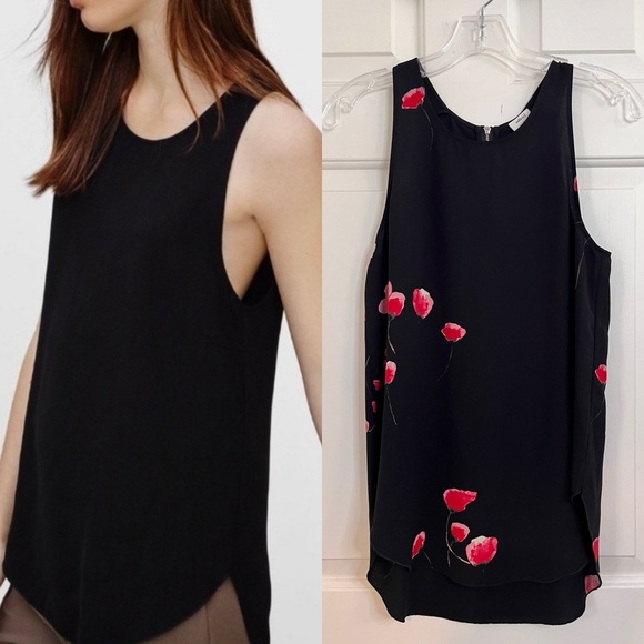 Wilfred Tops - NWT Aritzia Wilfred Sevres Sleeveless Blouse S Black/Molten Floral